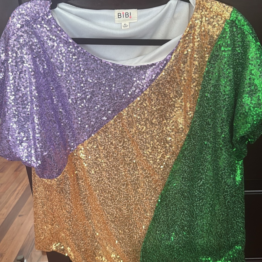 BiBi Sequin Tri-Color Top